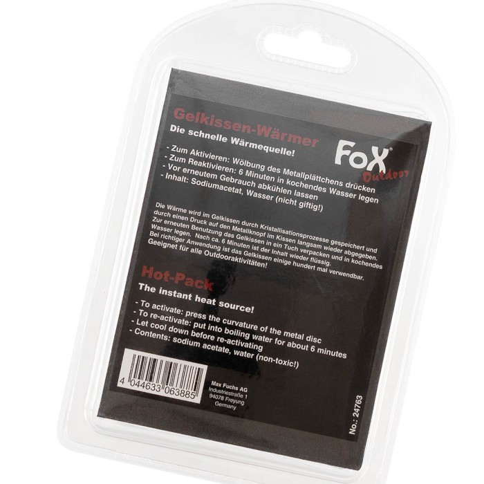 Fox Outdoor,Gelkissen-Wärmer,reaktivierbar, transparent,Handwärmer, Taschenwärmer